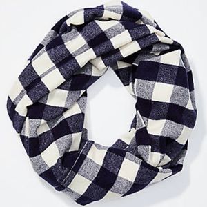 LOFT Navy Blue Gingham Infinity Scarf